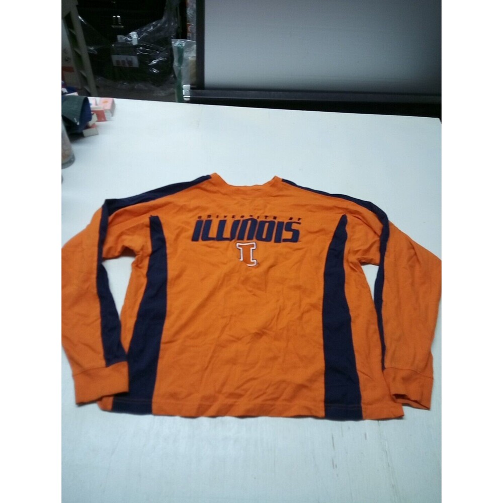 Vintage Classics Illinois University Long Sleeve Shirt Mens XL Spell Out Orange